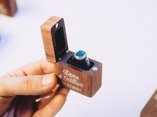 Personalized Slim Wooden Ring Box