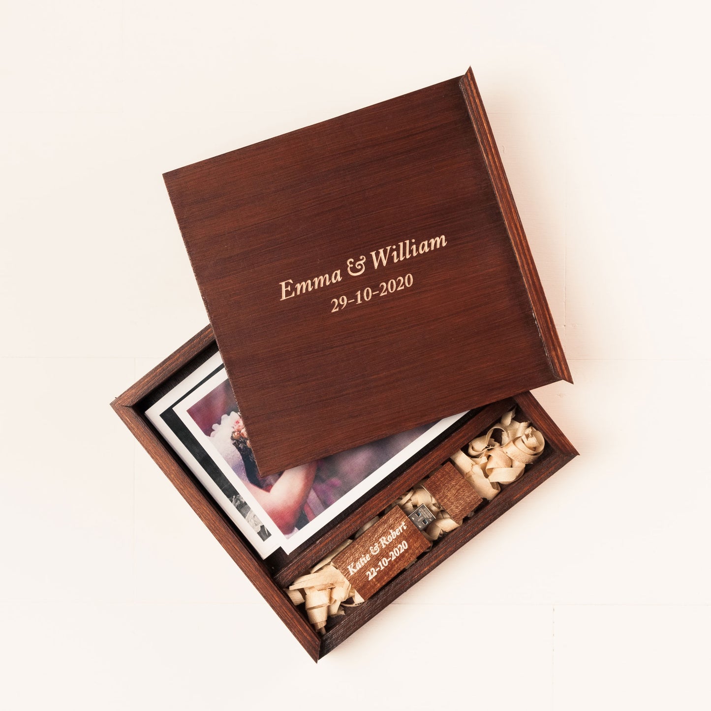 Personalized Walnut Photo Box with USB