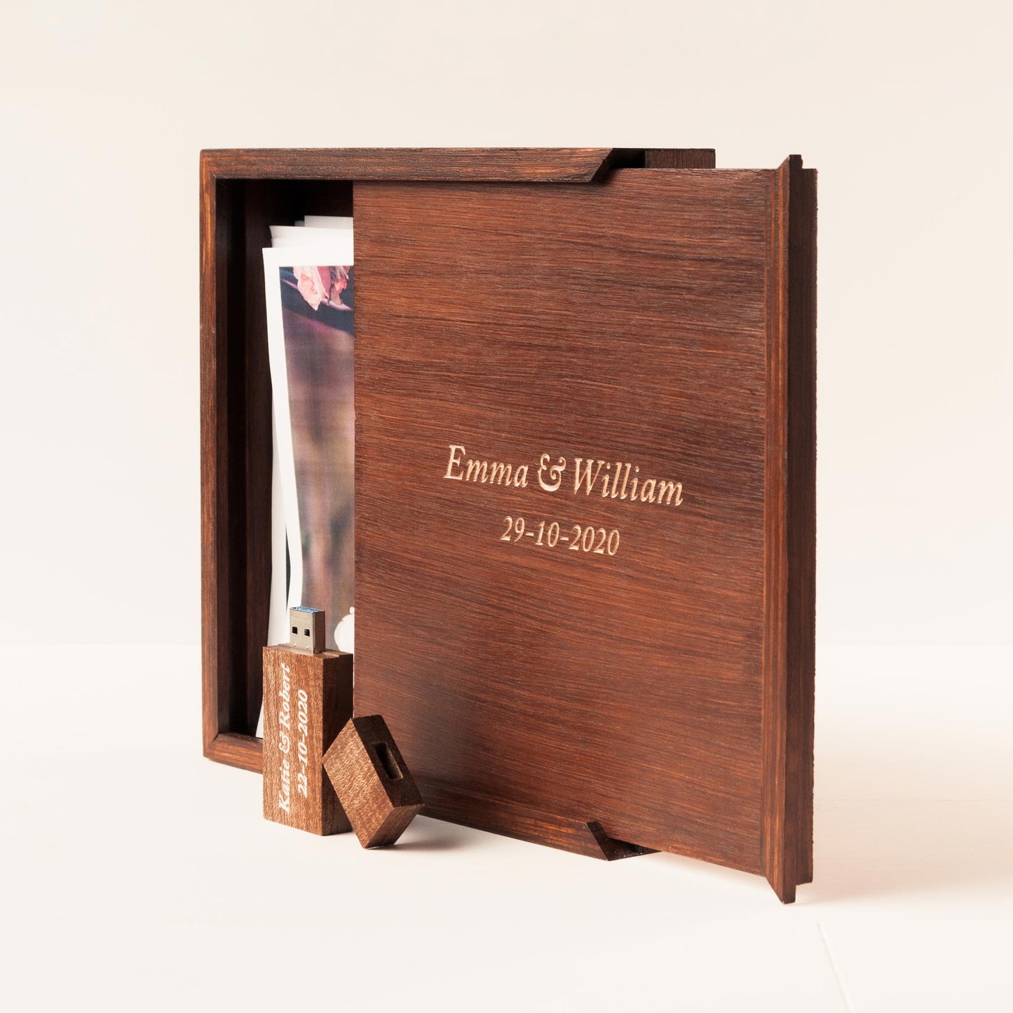 Engraved Wooden USB Box for Photos