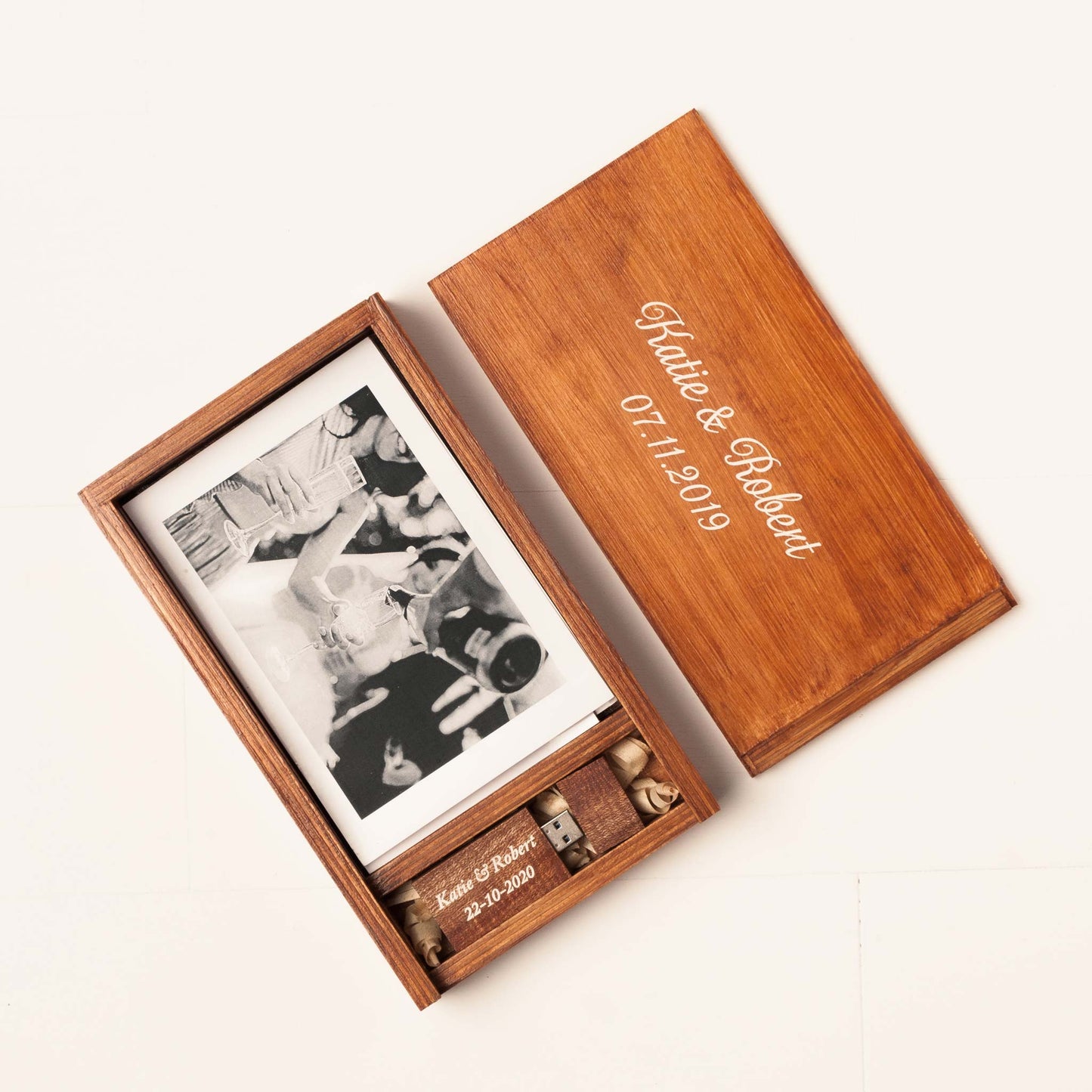 Vintage Rustic Style Wooden USB Photo Box