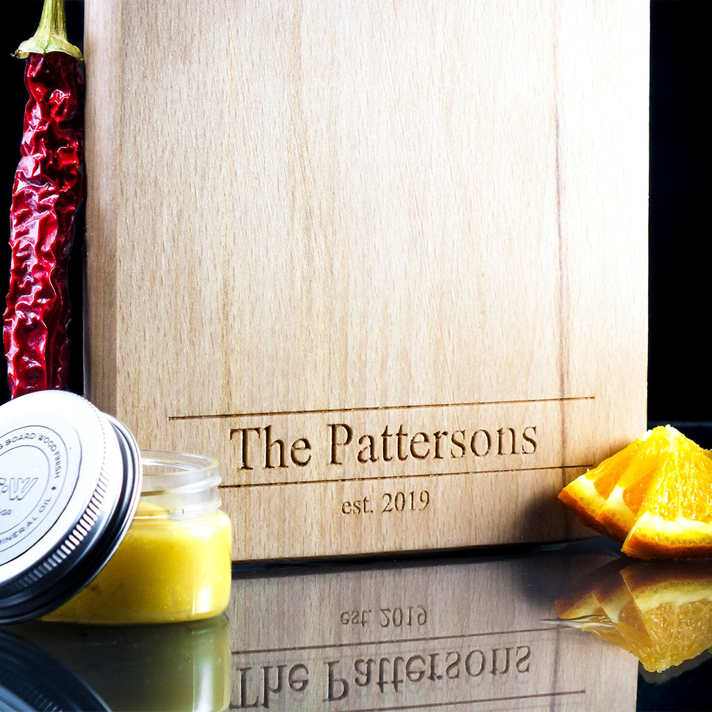 Charcuterie Board with Beech Wood - Names Serif Fonts Engraved