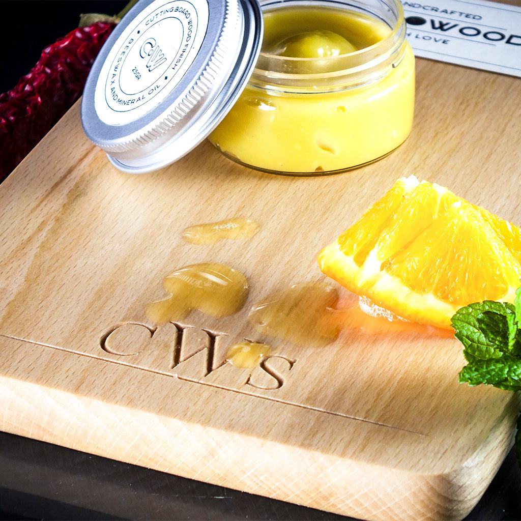 custom engraved cheese board with initial engraving