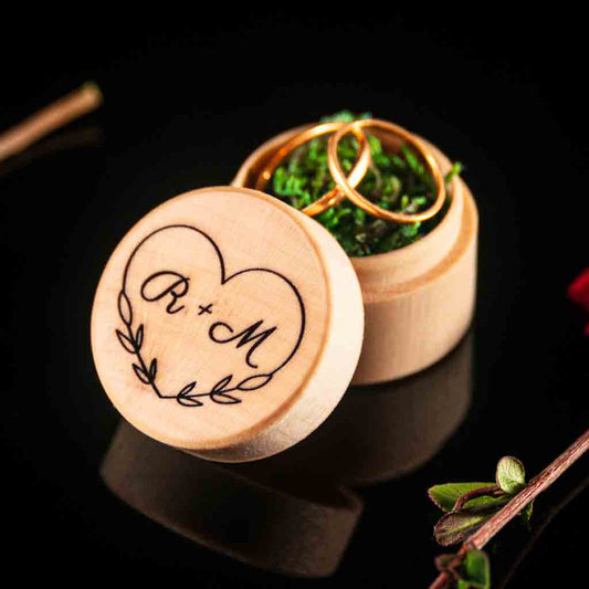 Personalized Heart Design Wooden Jewelry Box for Daughter or Wedding Ring Box