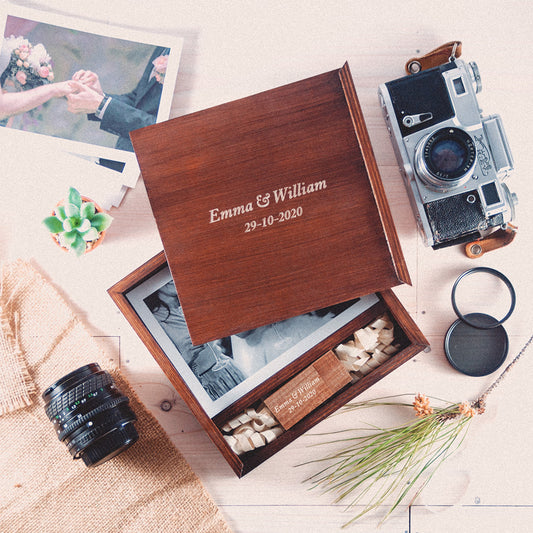 Personalized Walnut Photo Box with USB