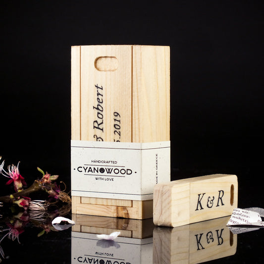 Engraved Wooden USB Drive Box
