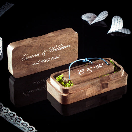 Personalized Wooden USB Drive Box with Engraving