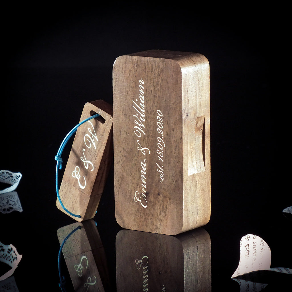 Personalized Wooden USB Drive Box with Engraving