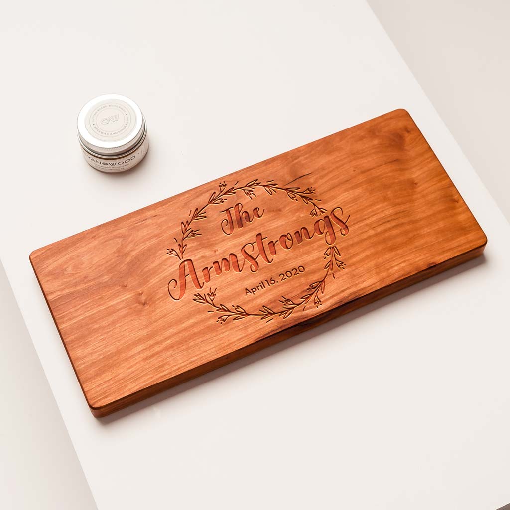 Custom Cheese Board with Wreath Engraving