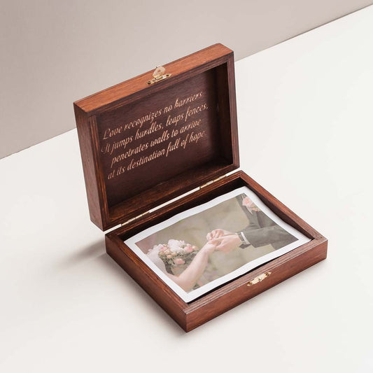 Personalized Walnut Finish Photo Box with USB