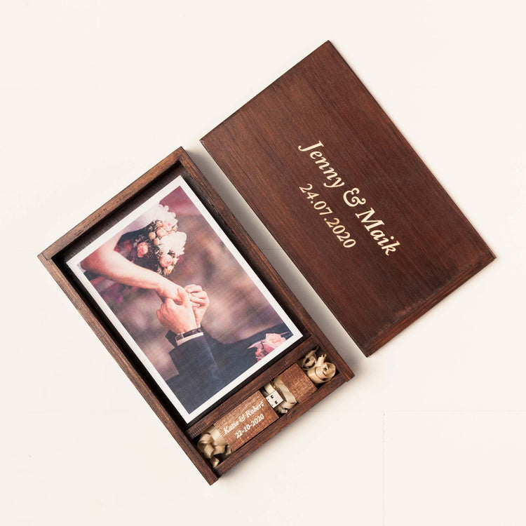 Personalized photography storage boxes