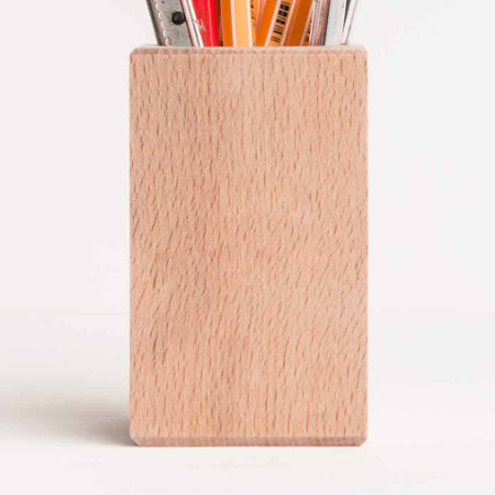 Personalized Wooden Pen and Pencil Holder for Desk - Text Engraved mockup