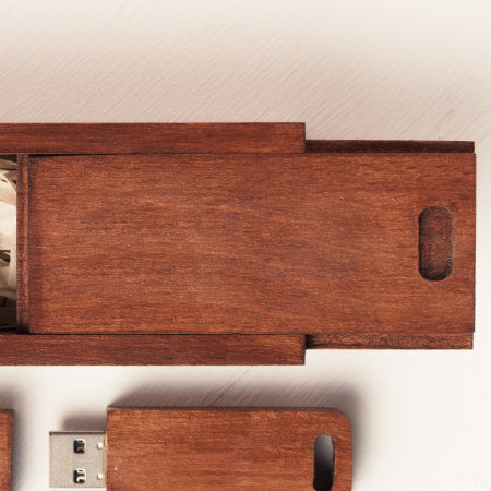 Personalized Wooden USB Box - Walnut Finish mockup