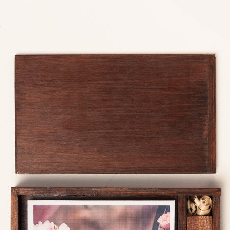 Personalized Photo Box with USB Compartment - Walnut Finish - Fat USB mockup