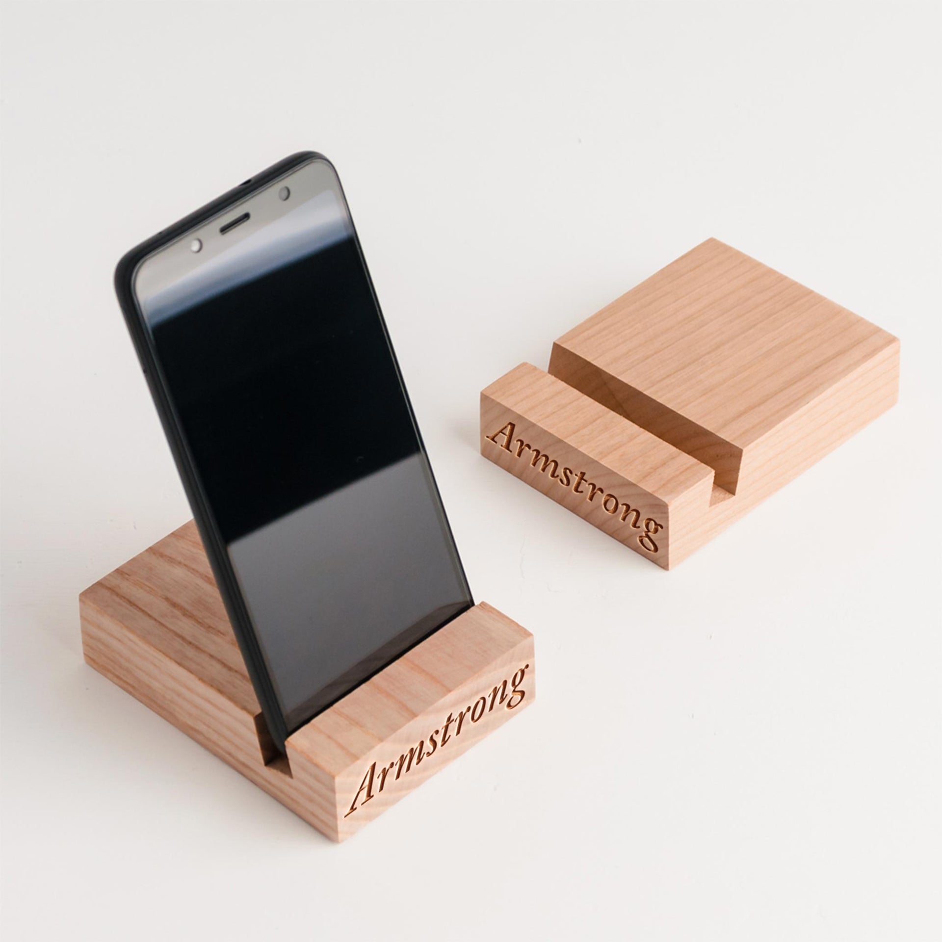 Personalized Engraved Wooden Phone Stand Cyanowood