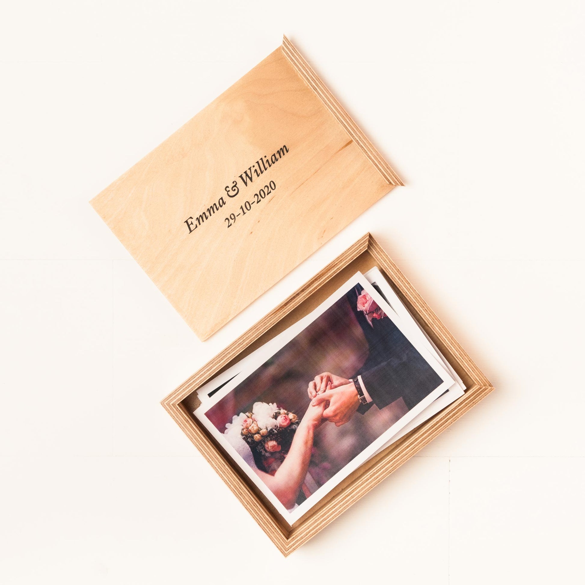 fotobox zum aufbewahren Personalisierte Fotobox mit Deckel – natürliche Farbe