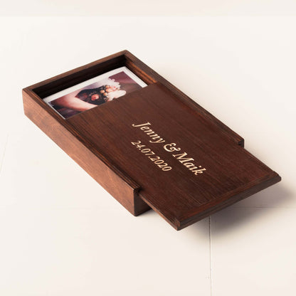 Personalized Photo Box with USB Compartment with Walnut Finish and Fat USB