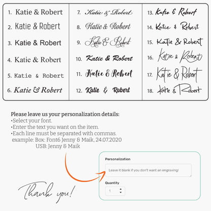 Personalization fonts for wooden valet tray