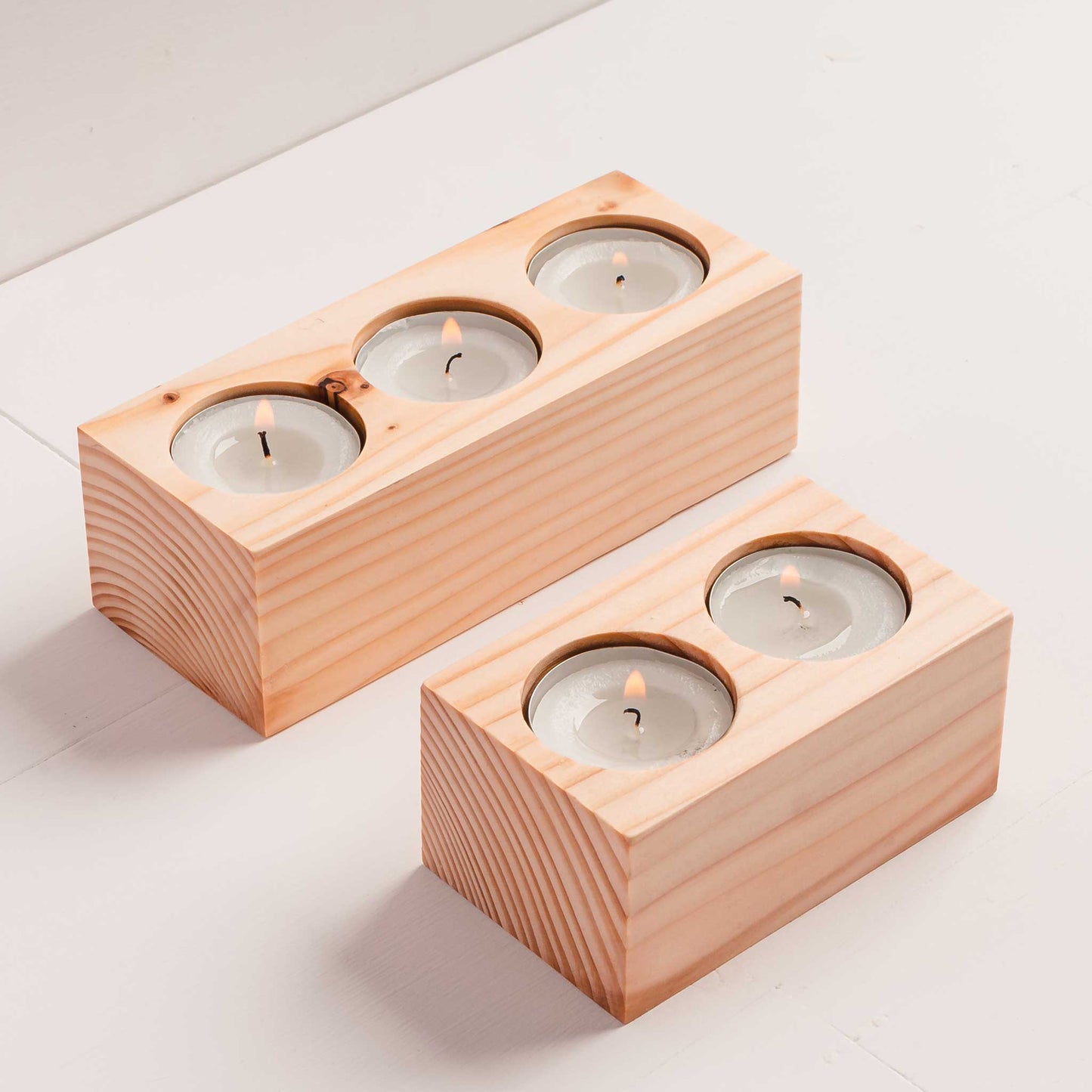 engraved wooden tealight holder