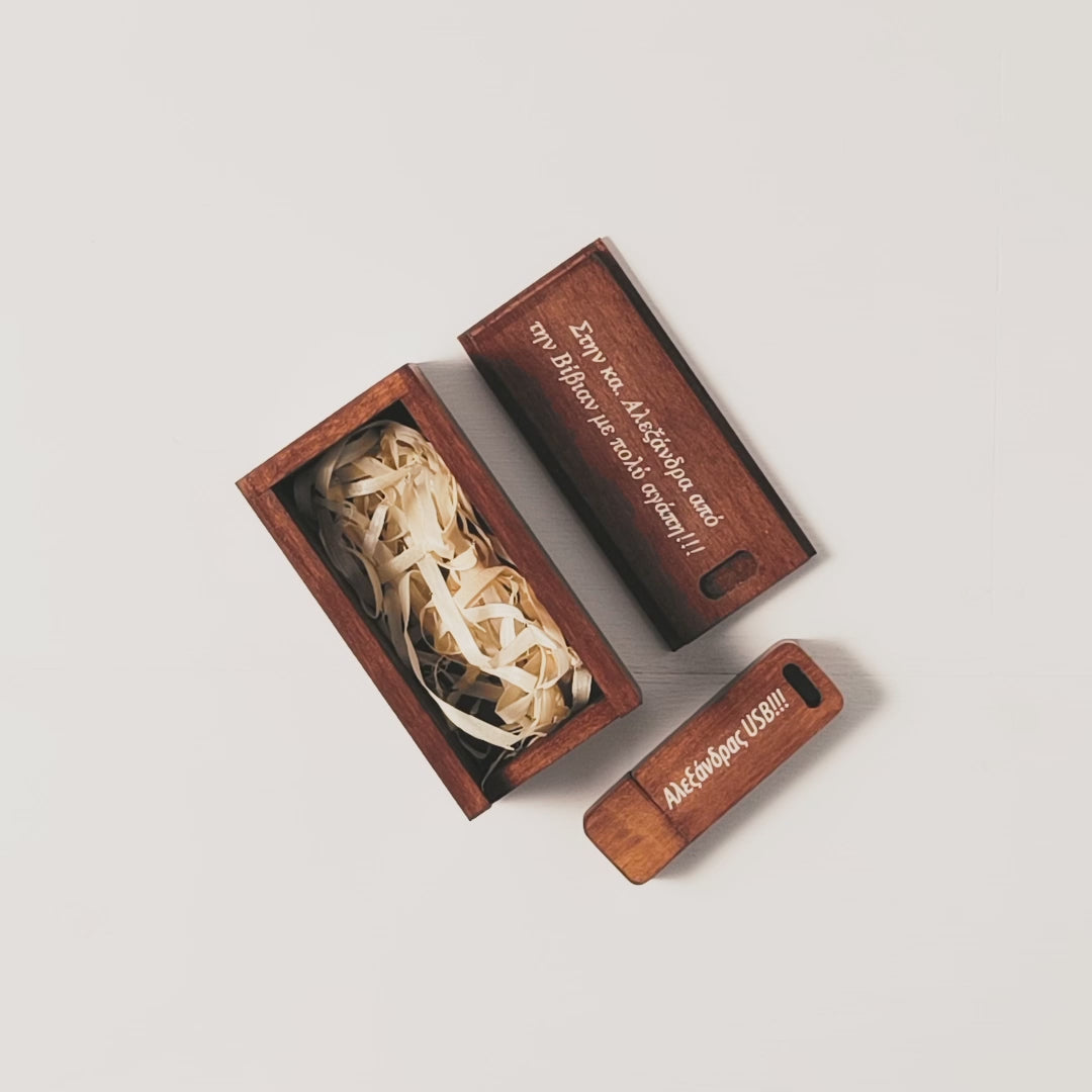 Video forEngraved Walnut USB Drive Box
