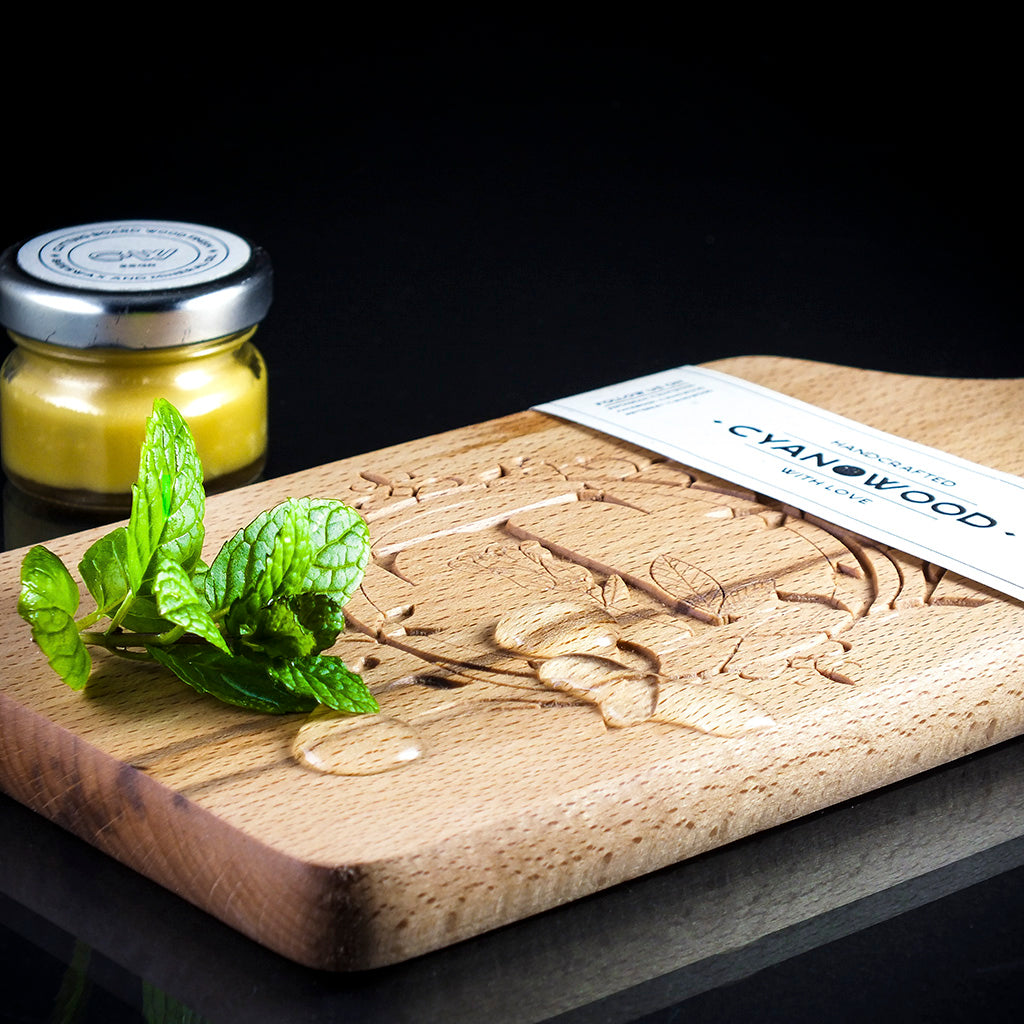 Personalized Monogram Engraved Wooden Charcuterie Board with Handle