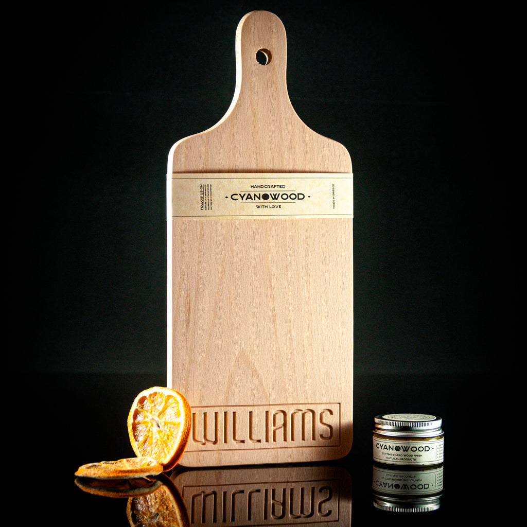 Rustic beech wood cutting board for charcuterie