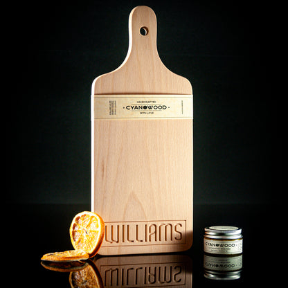 Rustic beech wood cutting board for charcuterie