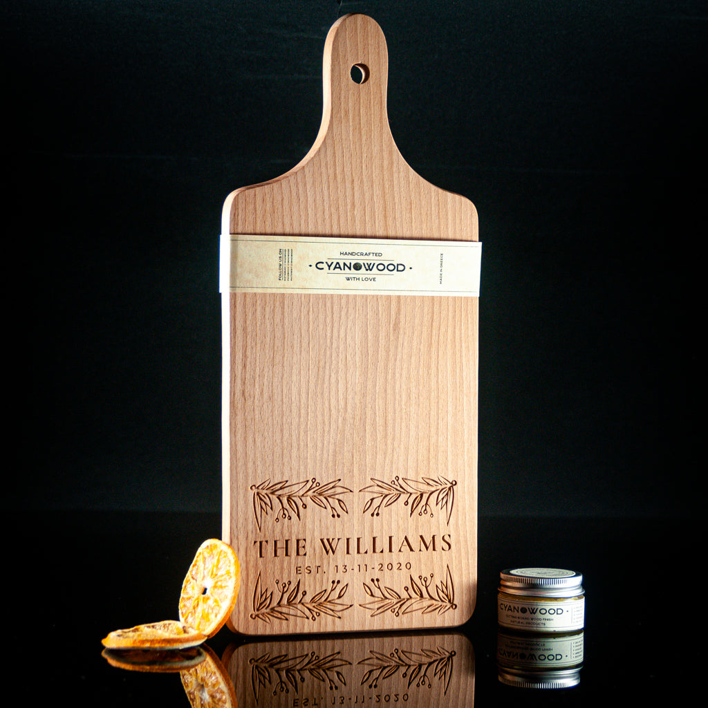 Wooden Charcuterie Board with Floral Design