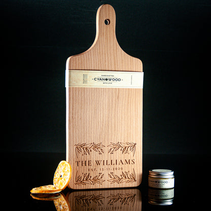 Wooden Charcuterie Board with Floral Design