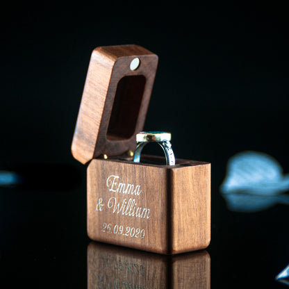 Personalized Walnut Wood Exotic Engraving Engagement Ring Box