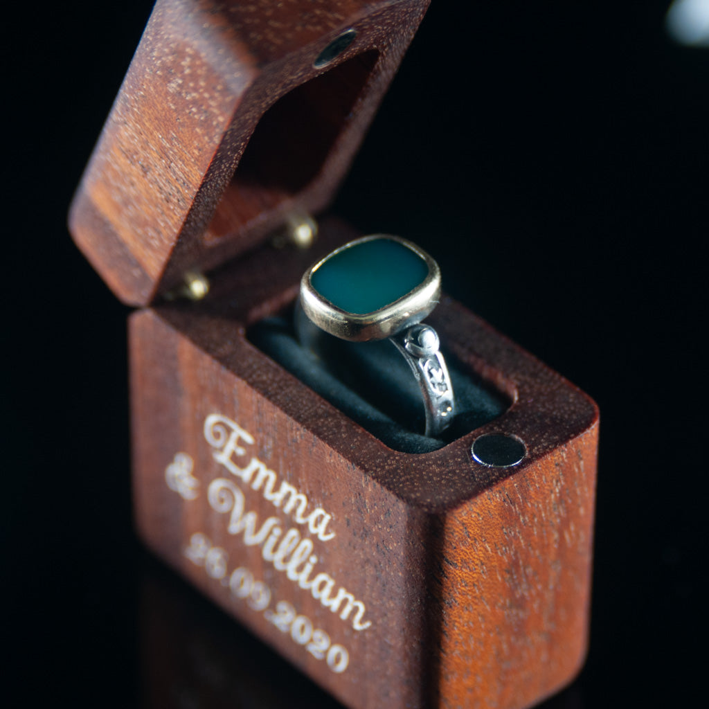 Small wooden jewelry box for rings