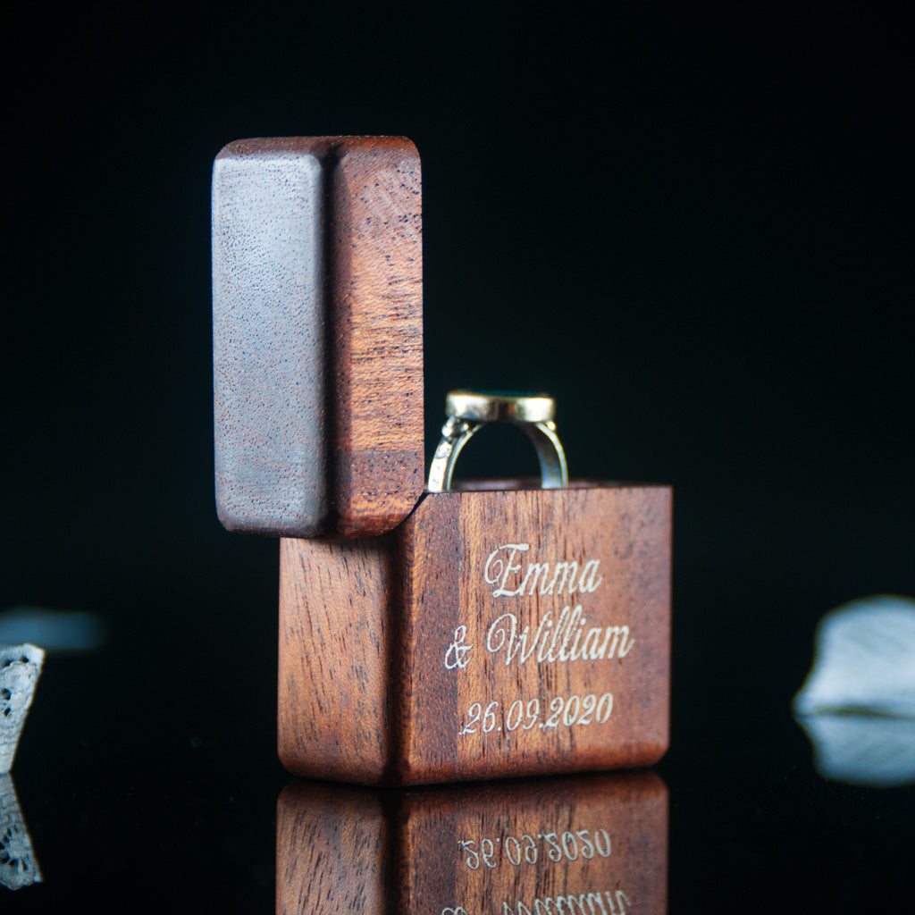 Exotic engraved engagement ring box