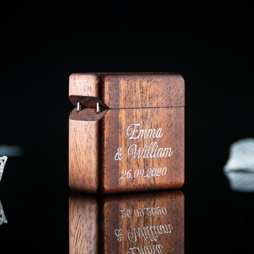 Small wooden jewelry box for rings