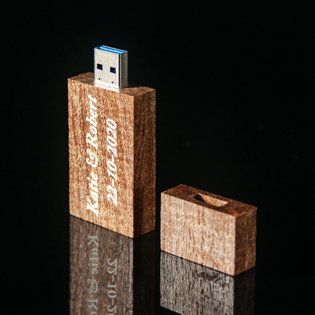 Fat USB Flash Drive with Mahogany Wood Engraved | Cyanowood