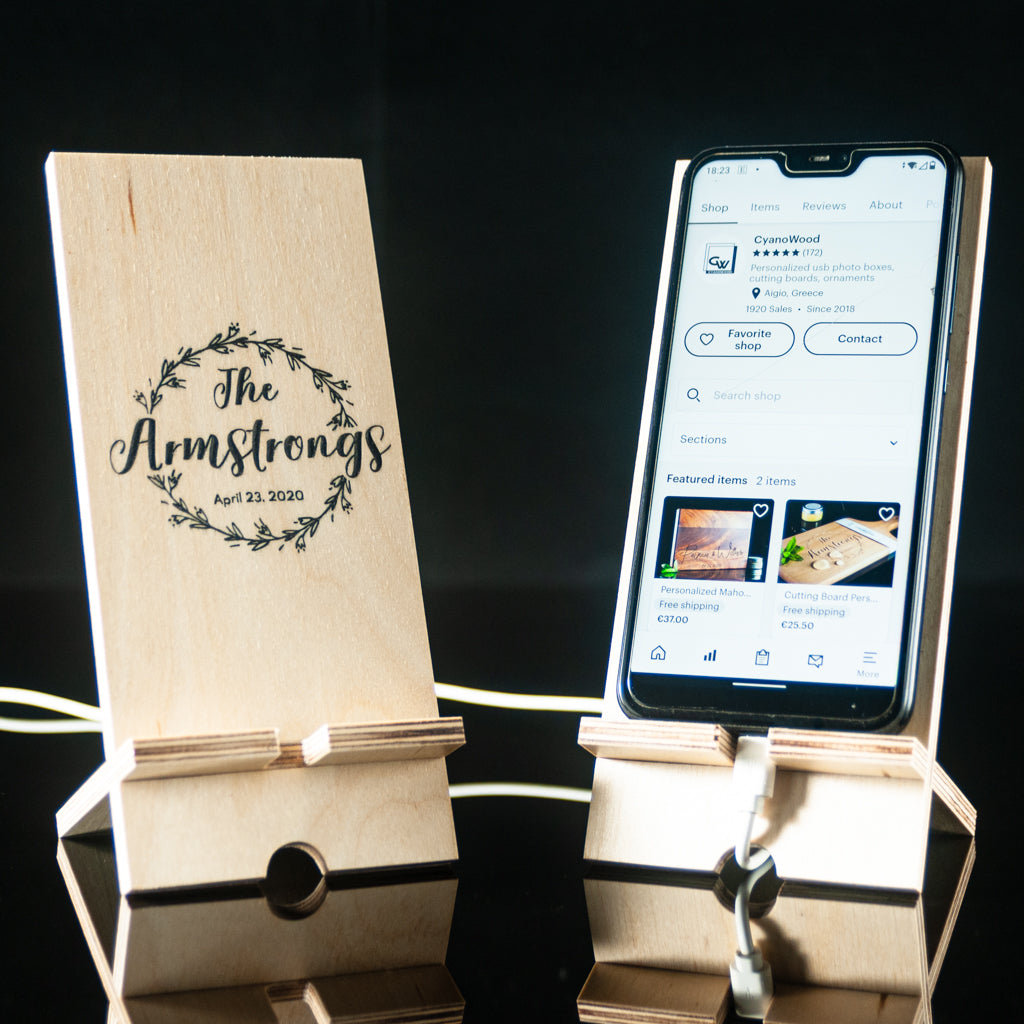 Handcrafted phone stand