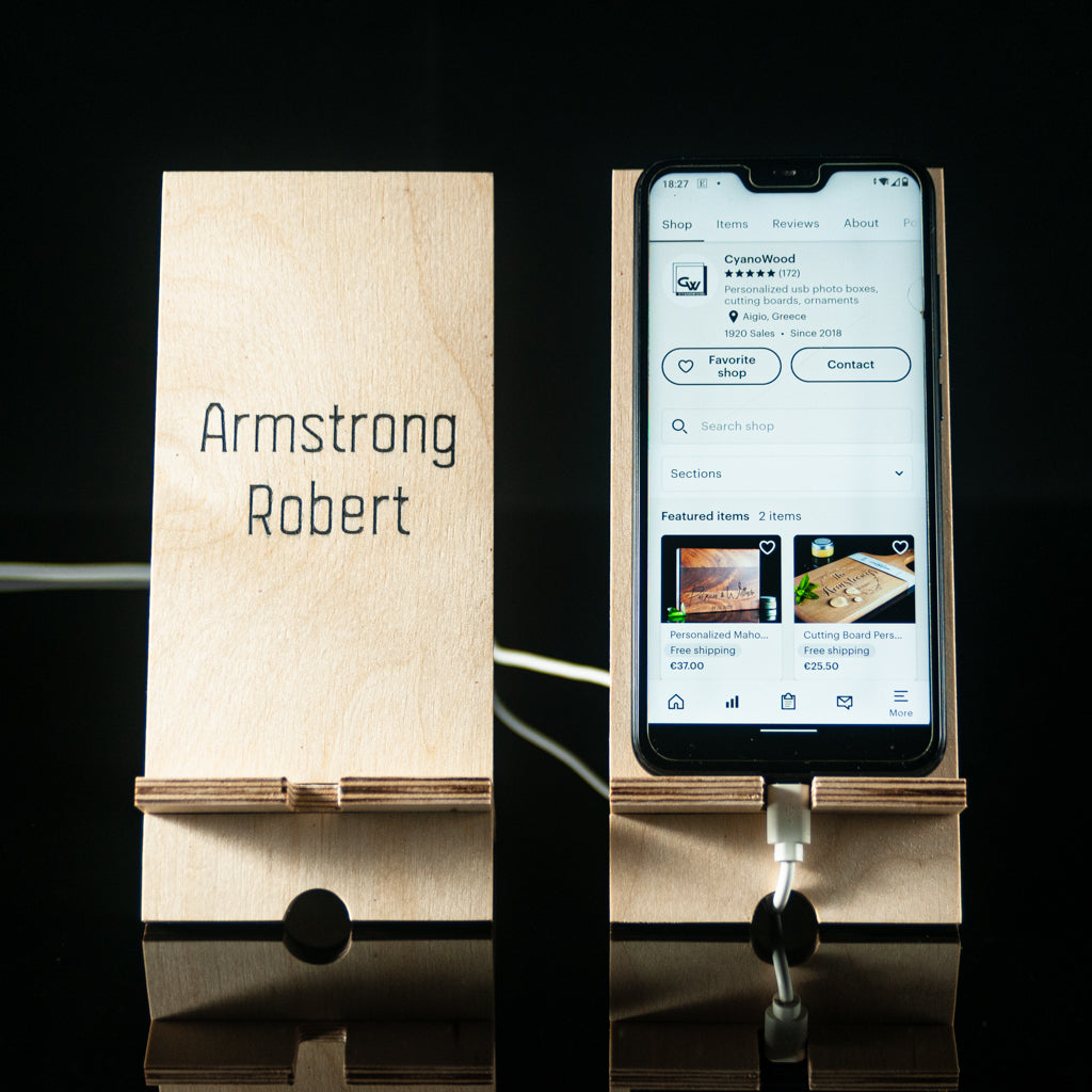 Personalized Wooden Phone Stand