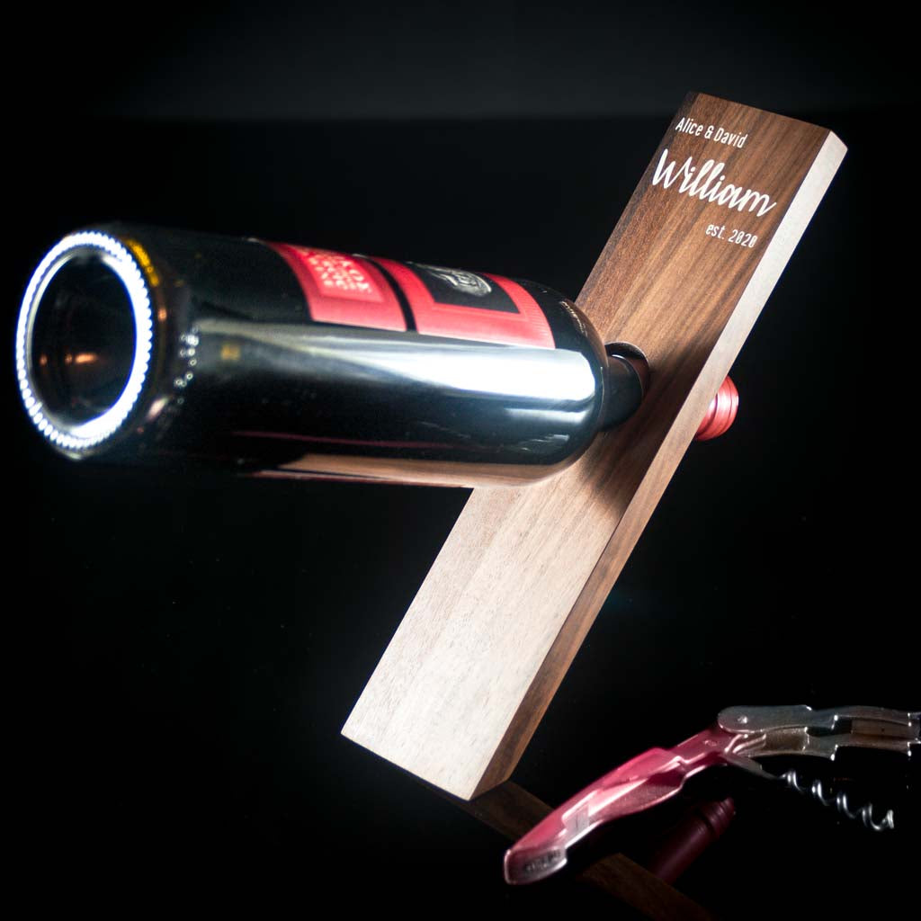 Personalized Walnut Wood Wine Bottle Holder Stand