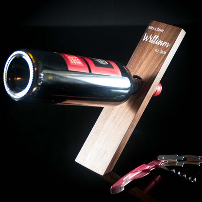 Personalized Walnut Wood Wine Bottle Holder Stand