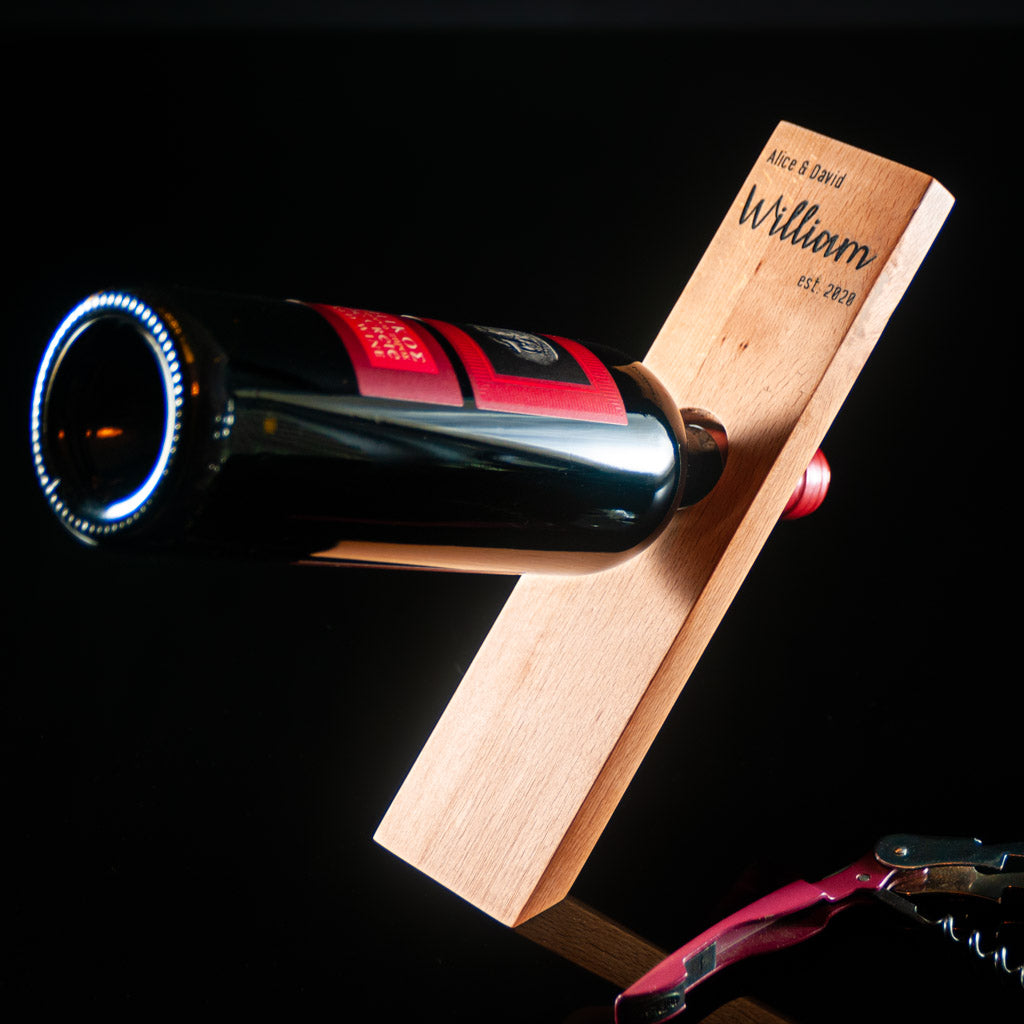 Personalized wooden wine holder stand