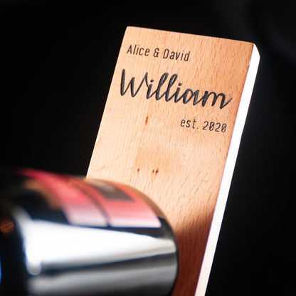 Personalized engraved wine bottle stand