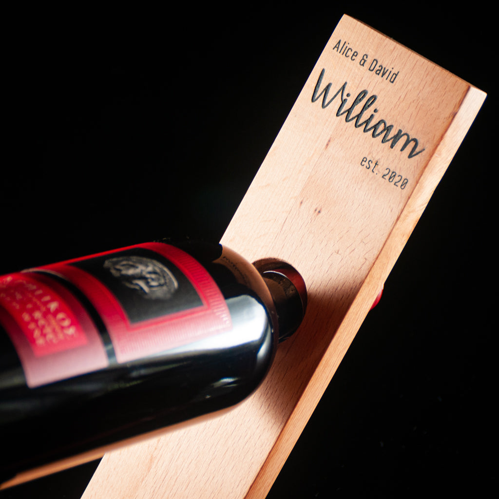 Wooden wine bottle holder for living room, dining room, or bar decor