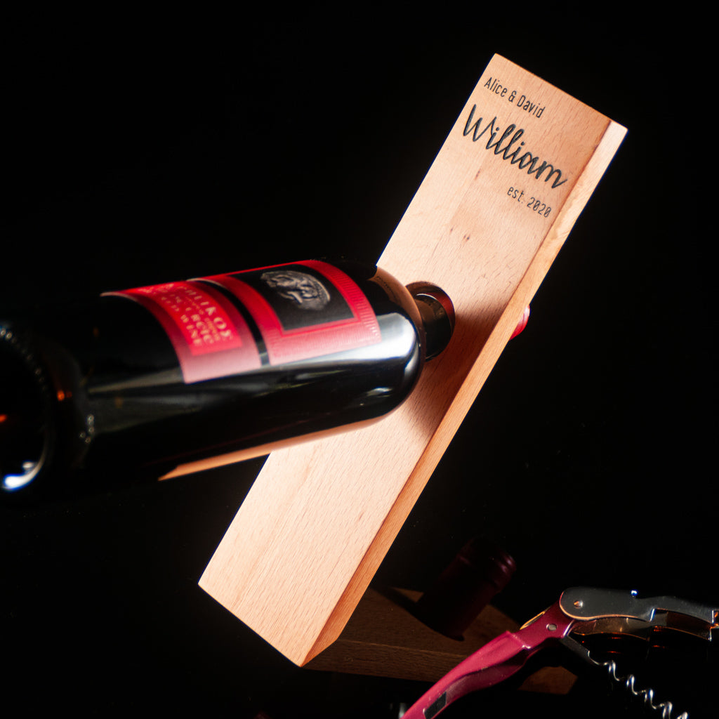 Personalized wooden wine holder stand