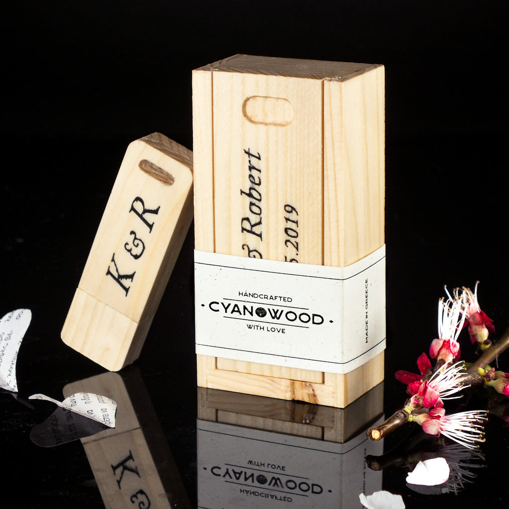 Engraved Wooden USB Drive Box