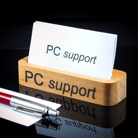 Personalized wooden business card holder