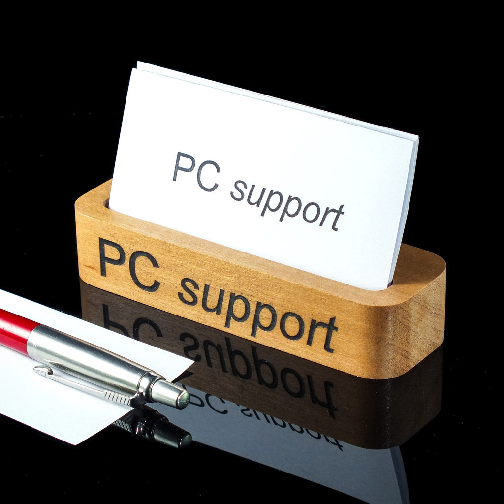 engraved wooden business card holder