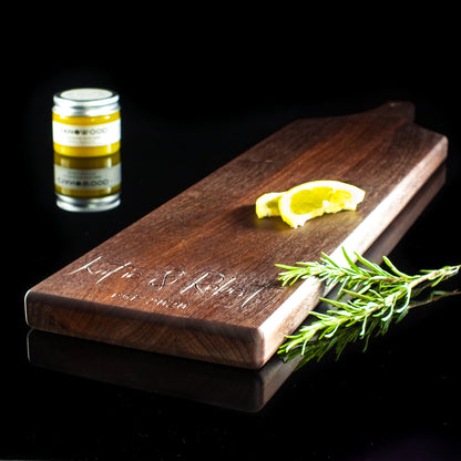 Handmade wooden serving tray with personalized name