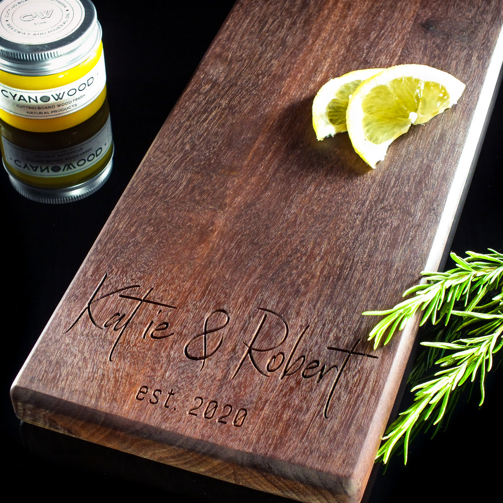 Walnut wood charcuterie board with handle