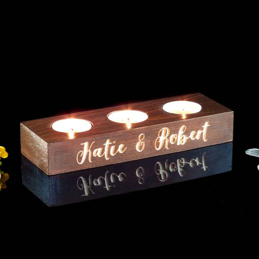 Handcrafted Walnut Wooden Candle Holders Set