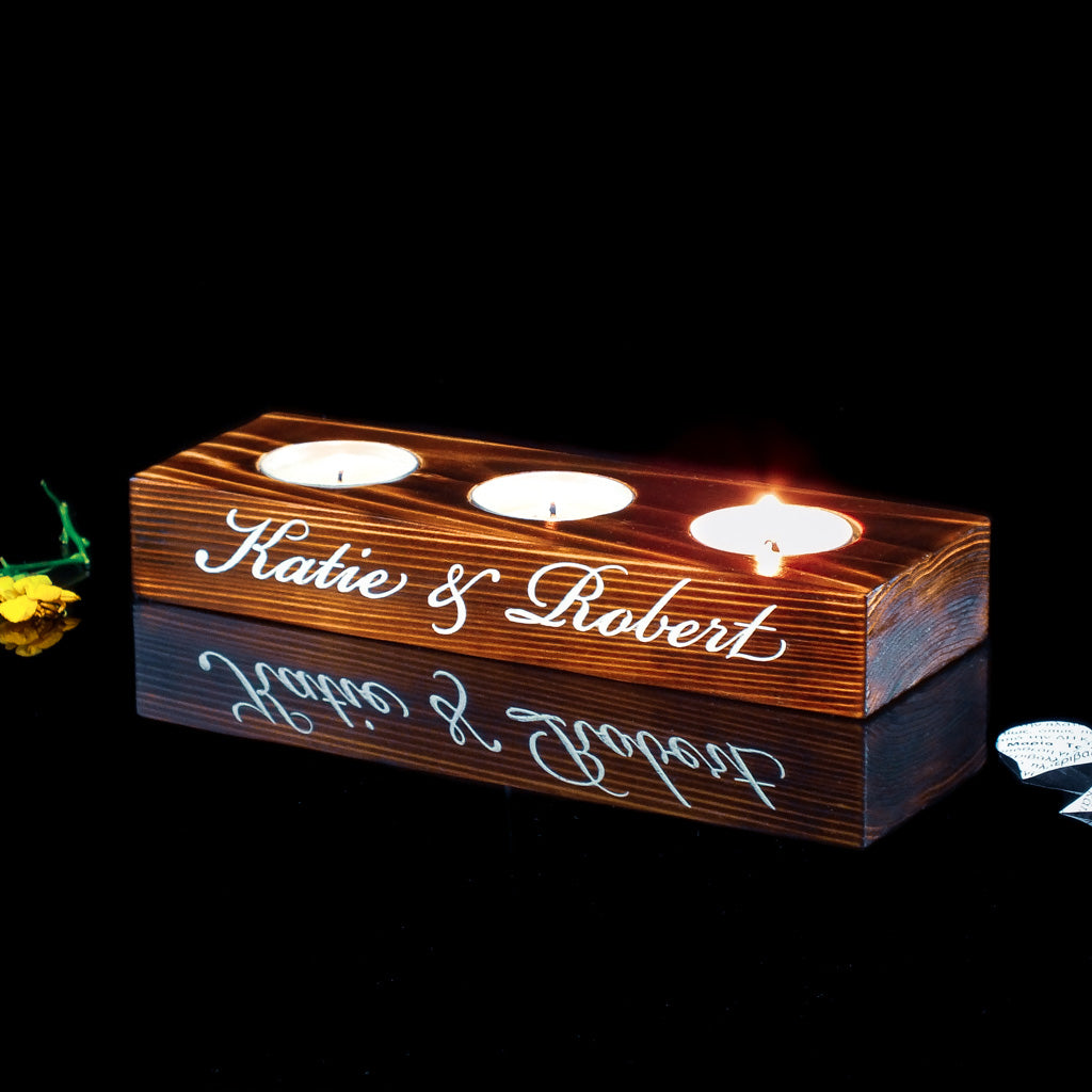 Rustic Wooden Candle Holders Set