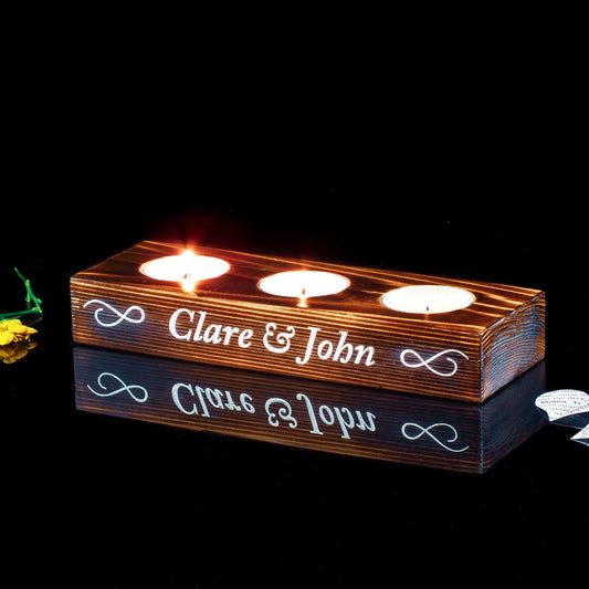 Rustic Wooden Candle Holder Set