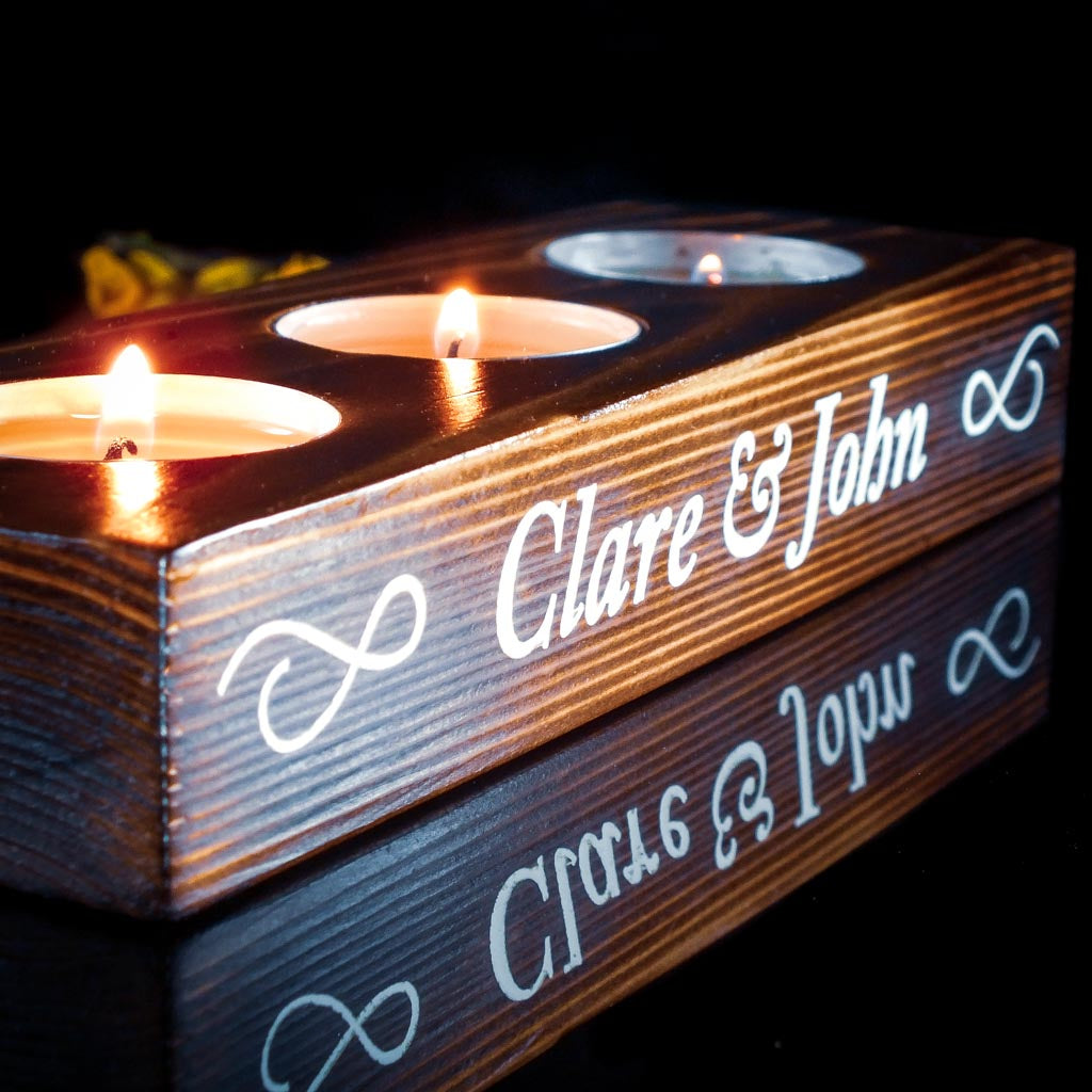 Rustic Wooden Candle Holder Set
